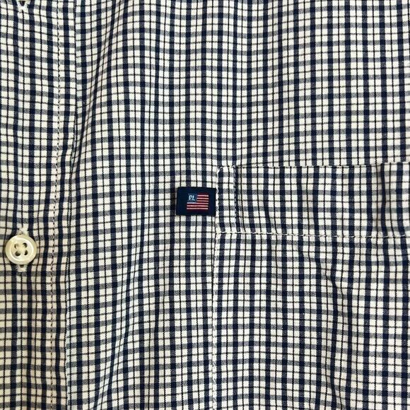 Ralph Lauren Jeans Co Mens Short Sleeve Button Up Shirt XXL Navy Plaid Cotton - Picture 3 of 6